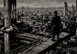 A lone figure on a Meridian rooftop